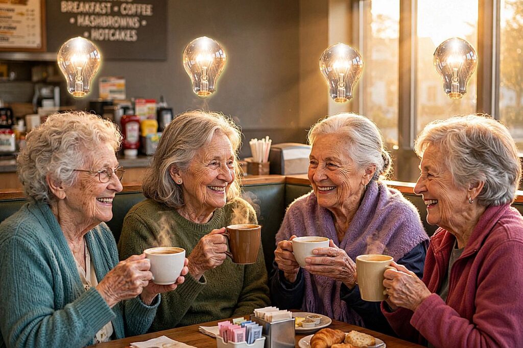 The spark shows 4 ladies sharing coffee and ideas